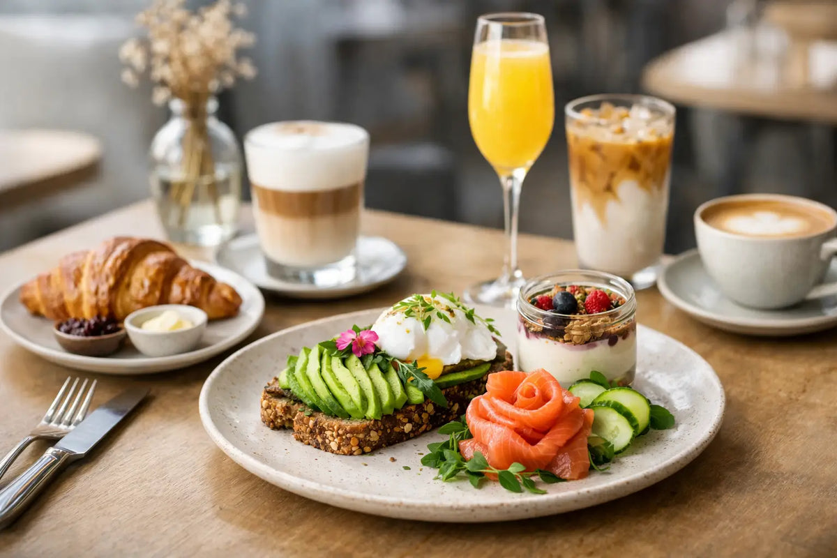 Café med æstetisk servering til brunchen